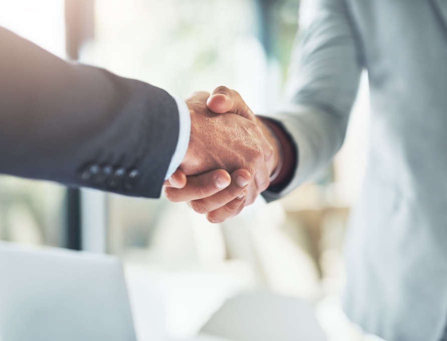 Two people shaking hands.