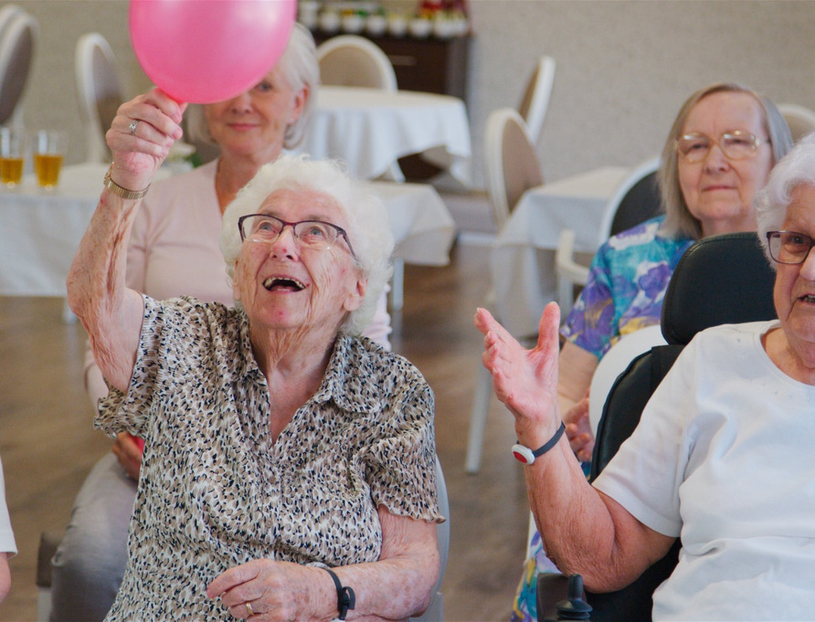 A group of seniors in a retirement home.